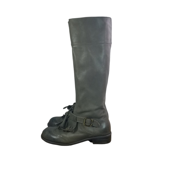 Lucky Brand Buckled Oxford Dawn Tassel leather tall fringe brogue boots - Picture 1 of 15